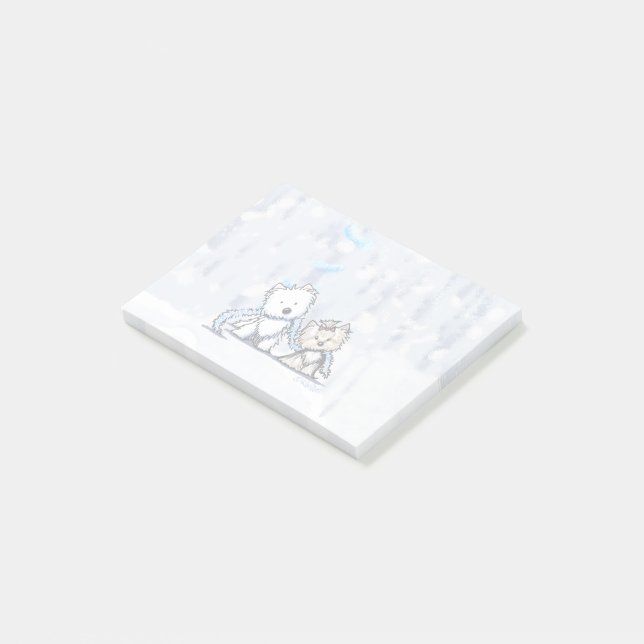 Bloco De Notas Notas de Posto do KiniArt Winter Terriers (Inclinado)