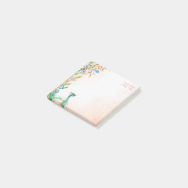 Bloco De Notas Notas de posto do modelo do pavão floral do Pastel