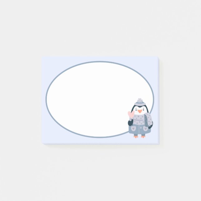 Bloco De Notas Notas de Posto do Pinguim-Inverno (Frente)