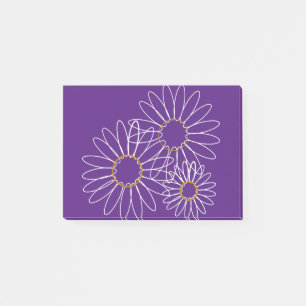 Bloco De Notas Notas de Posto do White e Dourado Daisies