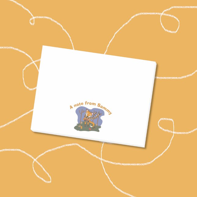 Bloco De Notas Notas de Posto do Woodland Fox Kid (Cute sticky notes for kids with a cartoon fox . )