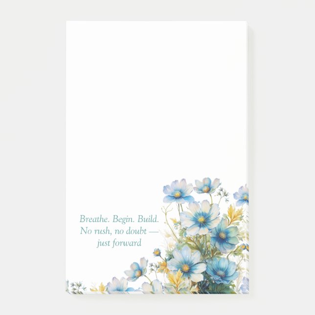 Bloco De Notas Notas de Posto Inspiracional Blue Wildflower (Frente)