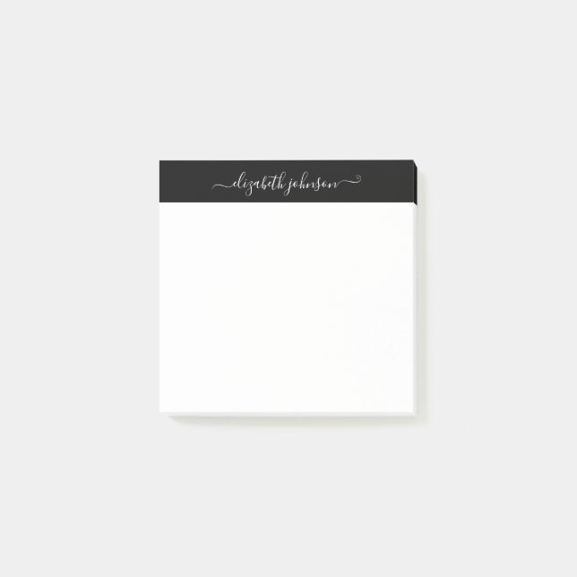 Bloco De Notas Notas de Posto Mínimas Modernas em Preto e Branco (Frente)