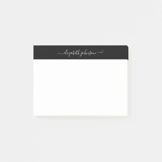 Bloco De Notas Notas de Posto Mínimas Modernas em Preto e Branco (Frente)