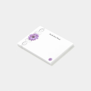 Bloco De Notas Notas de Posto Personalizadas da Margarida Roxa