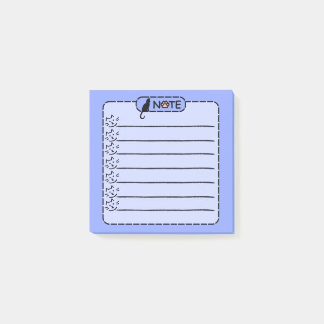 Bloco De Notas Notas de Posto Personalizadas de Gato Preto Cinto (Frente)