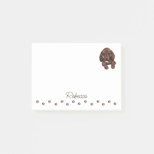 Bloco De Notas Notas de Posto personalizadas do cão de salsicha D (Frente)
