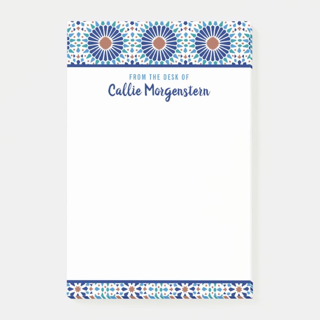 Bloco De Notas Notas de posto personalizadas do padrão geométrico (Frente)