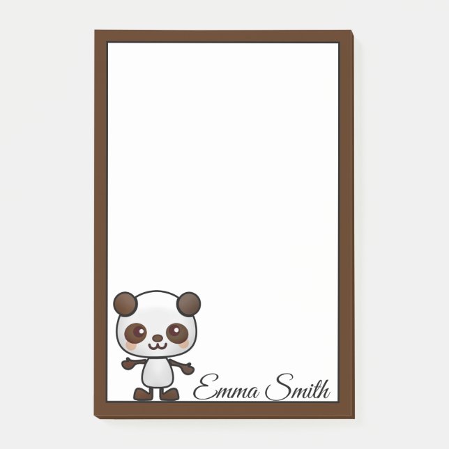 Bloco De Notas Notas de Posto personalizadas do Urso de Panda Kaw (Frente)