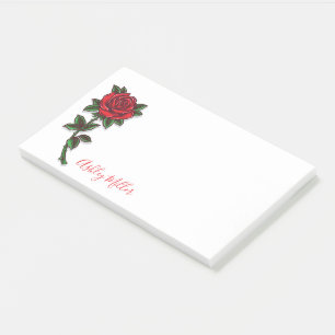 Bloco De Notas Notas de Posto personalizado de Rosa vermelha