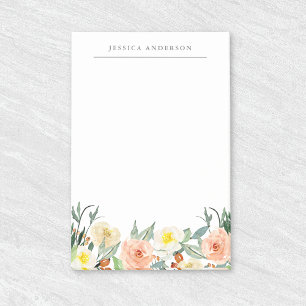 Bloco De Notas Notas de Posto Personalizado Floral de Aquarela