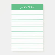 Notas de Posto Personalizado Vinculado Verde Cláss