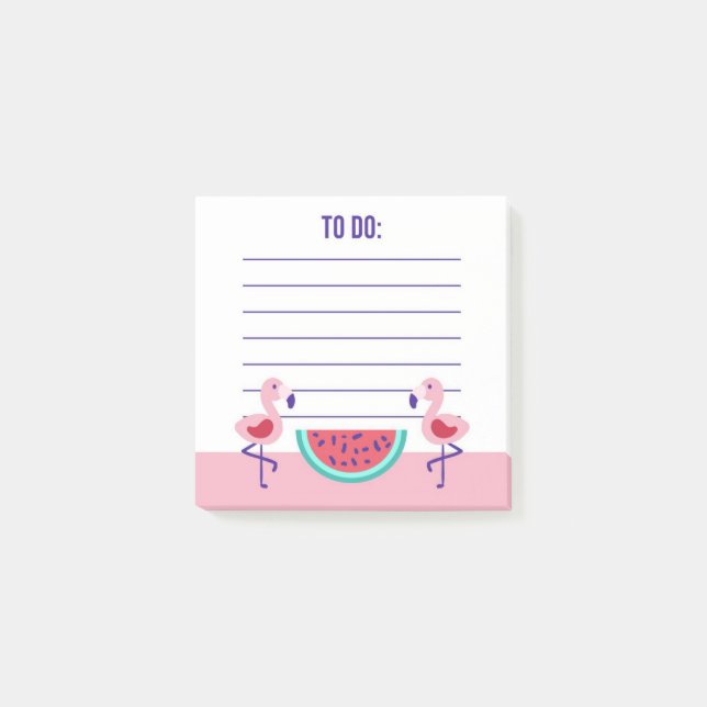 Bloco De Notas Notas de Posto Tropical Flamingo Watermelon (Frente)