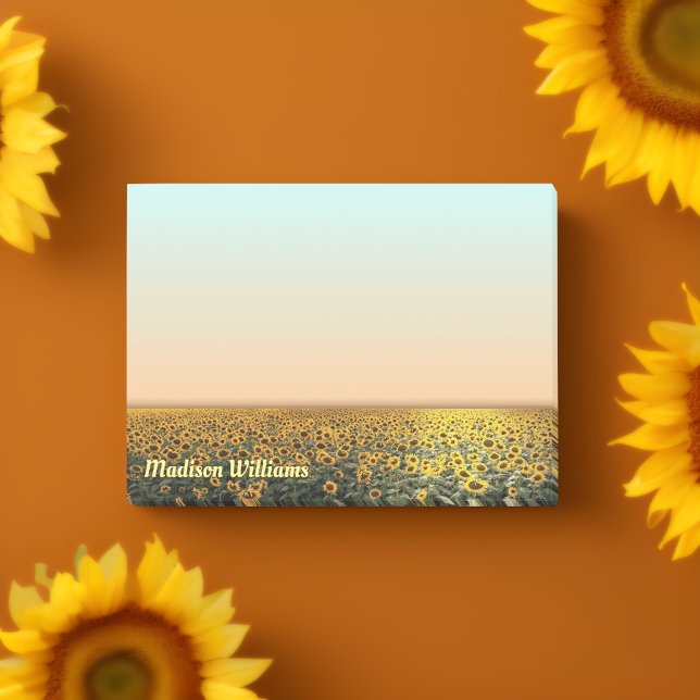 Bloco De Notas Notas do Campo de Girassóis com Nome Personalizado ("Embrace Nature's Beauty in Every Note! 🌻📝)