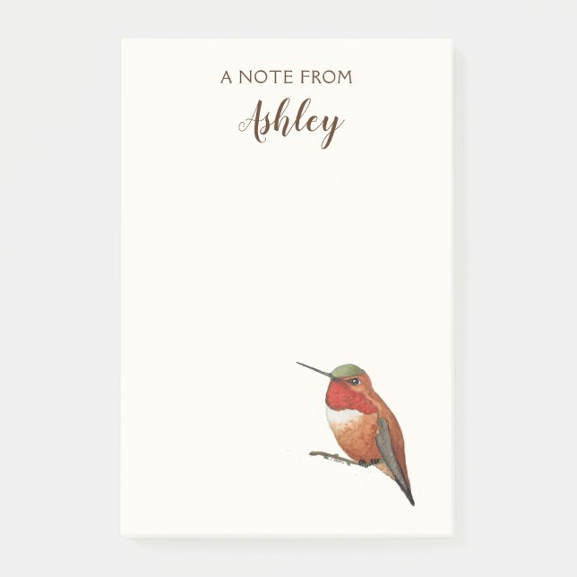 Bloco De Notas Notas do Hummingbird do Allen Personalizado (Frente)