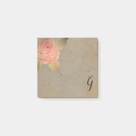 Bloco De Notas Notas do Monograma do Rosa de Blush Cor-de-Rosa Vi