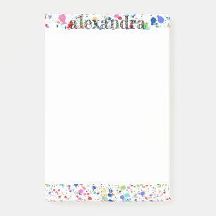 Bloco De Notas Notas do Nome do Paint Splatter - Múltiplo Arco-Ír
