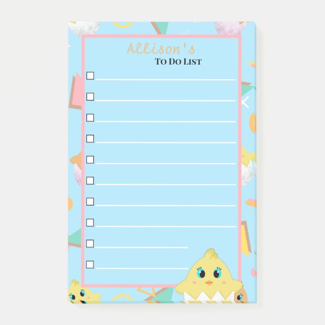 Bloco De Notas Notas do Pintinho Azul de Peekaboo (Frente)