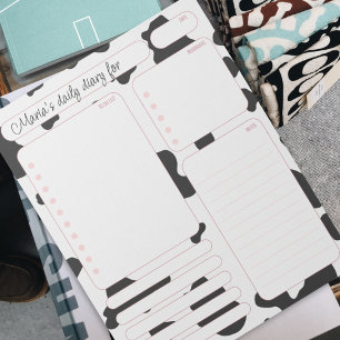 Bloco De Notas Notas do Planejador Diário da Vaca Rosa e Lista de