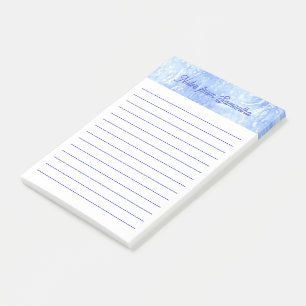 Bloco De Notas Notas do Posto de Abstrato branco e azul personali