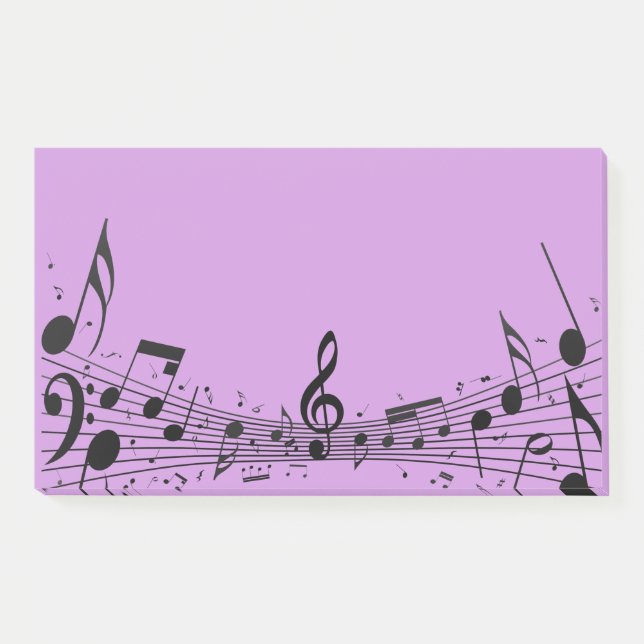 Bloco De Notas Notas do Posto Design Musical Negro (Frente)