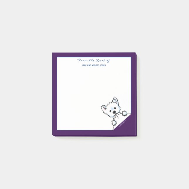 Bloco De Notas Notas do Posto KiniArt Westie Terrier (Frente)