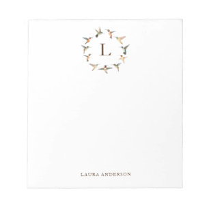 Bloco De Notas Notas do Posto Monograma Hummingbird