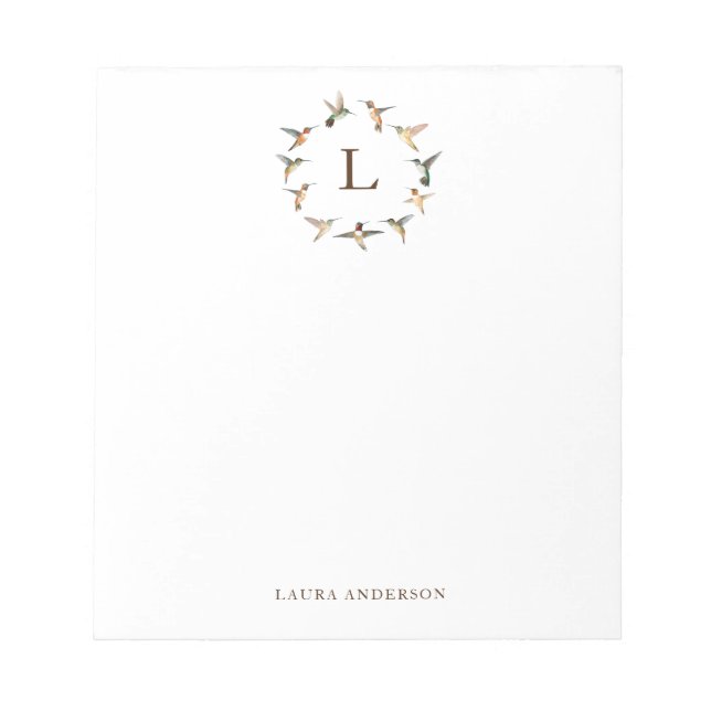 Bloco De Notas Notas do Posto Monograma Hummingbird (Frente)