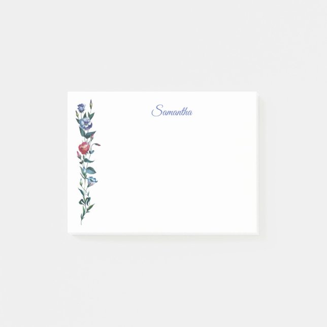 Bloco De Notas Notas do Posto Personalizado Flor (Frente)