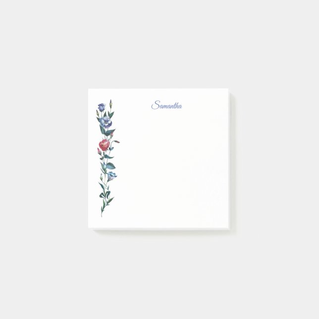 Bloco De Notas Notas do Posto Personalizado Flor (Frente)