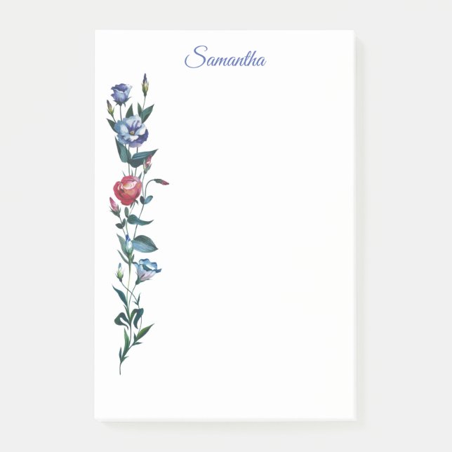 Bloco De Notas Notas do Posto Personalizado Flor (Frente)