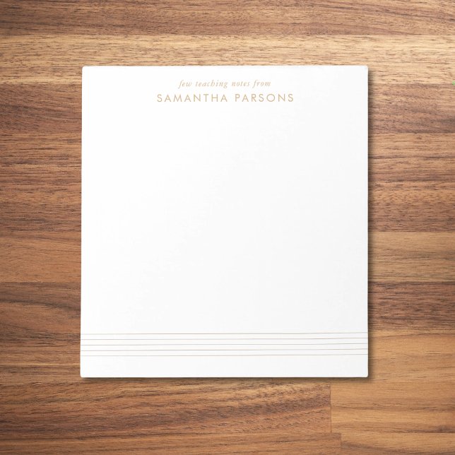 Bloco De Notas Notas do Professor de Música Dourado Elegante (Criador carregado)