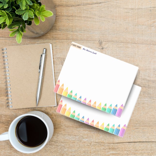 Bloco De Notas Notas do Sticky do Professor Personalizado - Lápis (Personalized Teacher Post-it Notes Colorful)