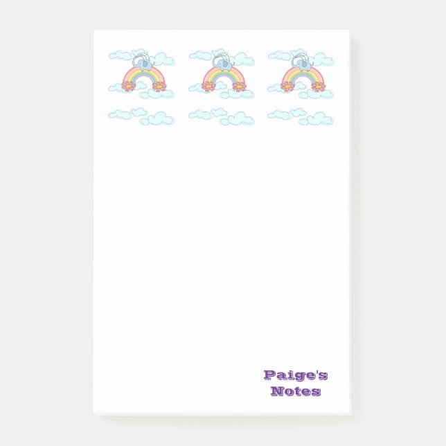 Bloco De Notas Notas Elefante, Nuvens Florais (Frente)
