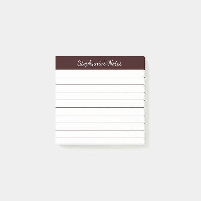 Bloco De Notas Notas Elegantes de Script em Linhas Marrons (Frente)