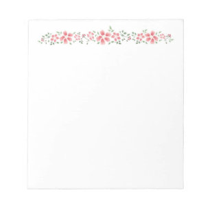 Bloco De Notas Notas florais cor-de-rosa