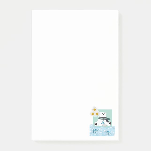 Bloco De Notas Notas Florais Urso Polar Daisy (Frente)