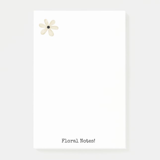 Bloco De Notas Notas Floral Bege  (Frente)