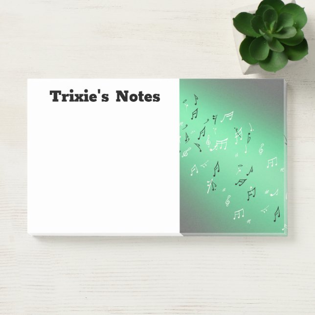 Bloco De Notas Notas Musicais em Verde Luar (Escritótio)
