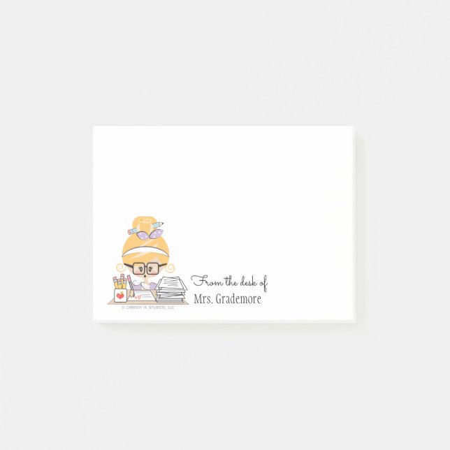 Bloco De Notas Notas pegajosas do professor louras (Frente)