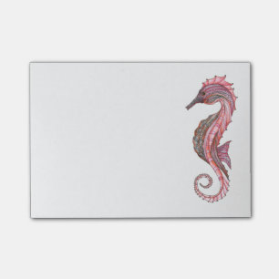 Bloco De Notas Notas pegajosas Doodled do cavalo marinho