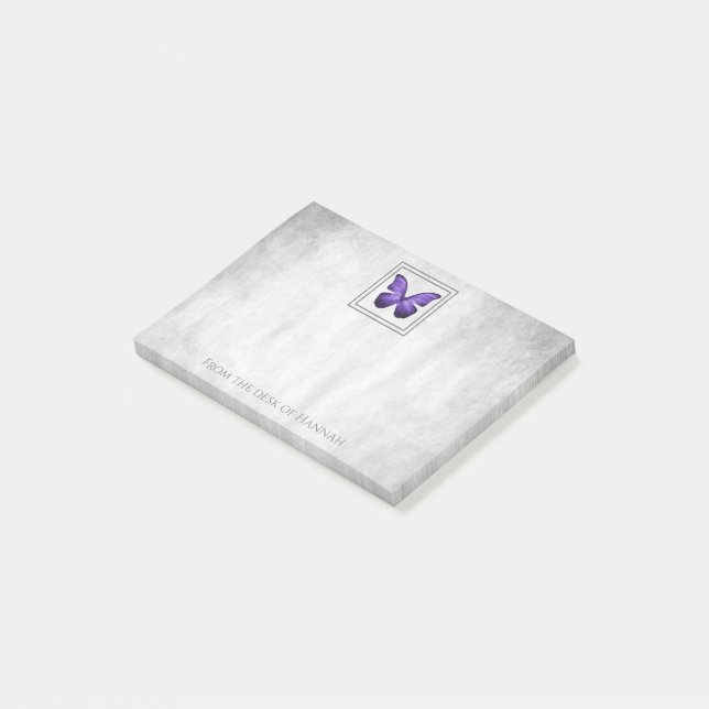 Bloco De Notas Notas personalizadas da borboleta roxa (Inclinado)