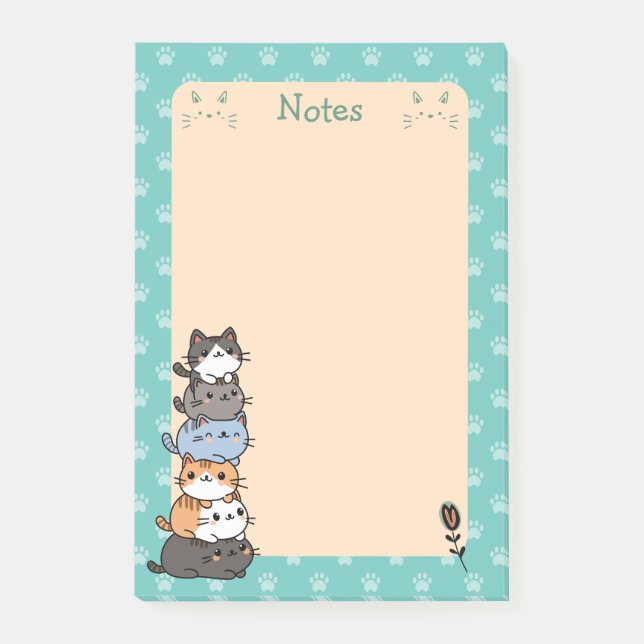 Bloco De Notas Notas Personalizadas Da Pilha De Gatos (Frente)