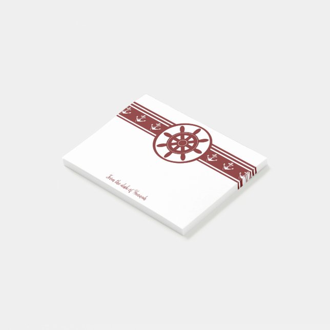 Bloco De Notas Notas Personalizadas das Rodas dos Navios Vermelho (Inclinado)