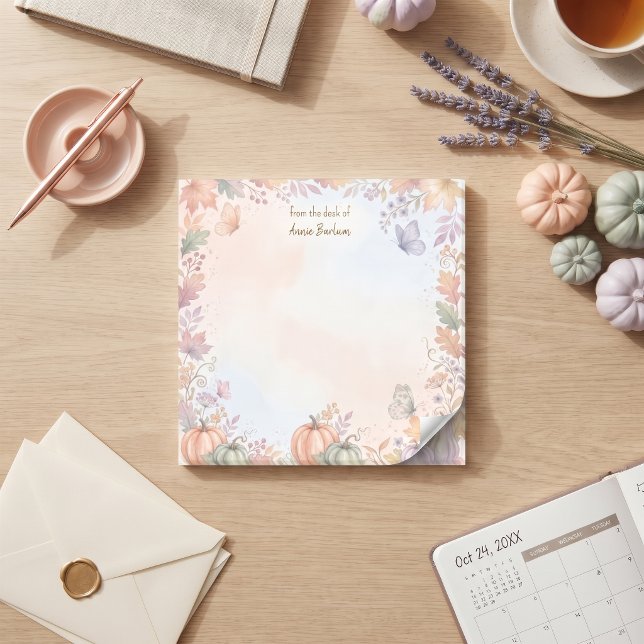 Bloco De Notas Notas Personalizadas de Abóbora de Outono Boho (Keep your reminders stylish with these personalized boho autumn sticky notes.)