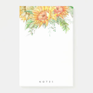 Bloco De Notas Notas Personalizadas de Placa Floral de Girassol