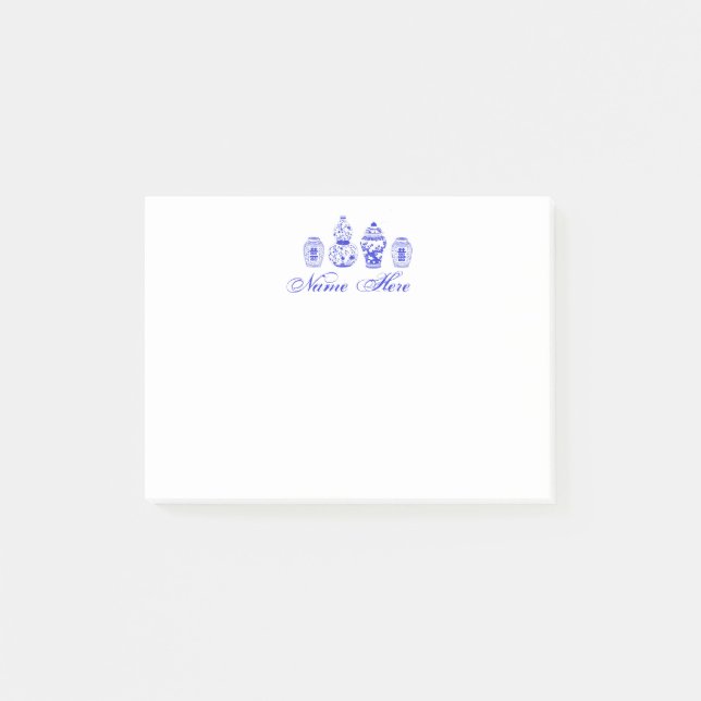 Bloco De Notas Notas personalizadas do adesivo branco do jar azul (Frente)