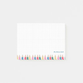 Bloco De Notas Notas personalizadas do professor - Lápis colorido