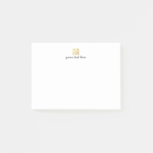 Bloco De Notas Notas personalizáveis de dupla felicidade Dourada (Frente)