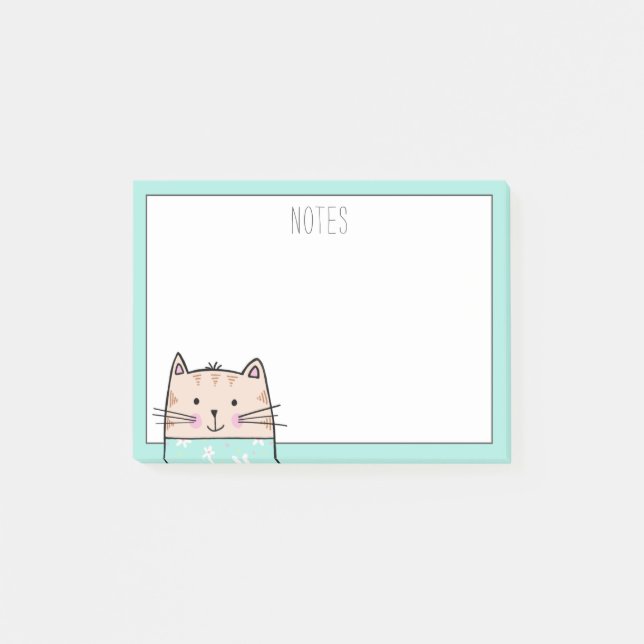 Bloco De Notas Notas Pessoais de Gato Floral (Frente)